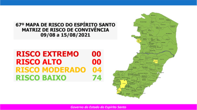Governo do Estado divulga 67º Mapa de Risco Covid-19