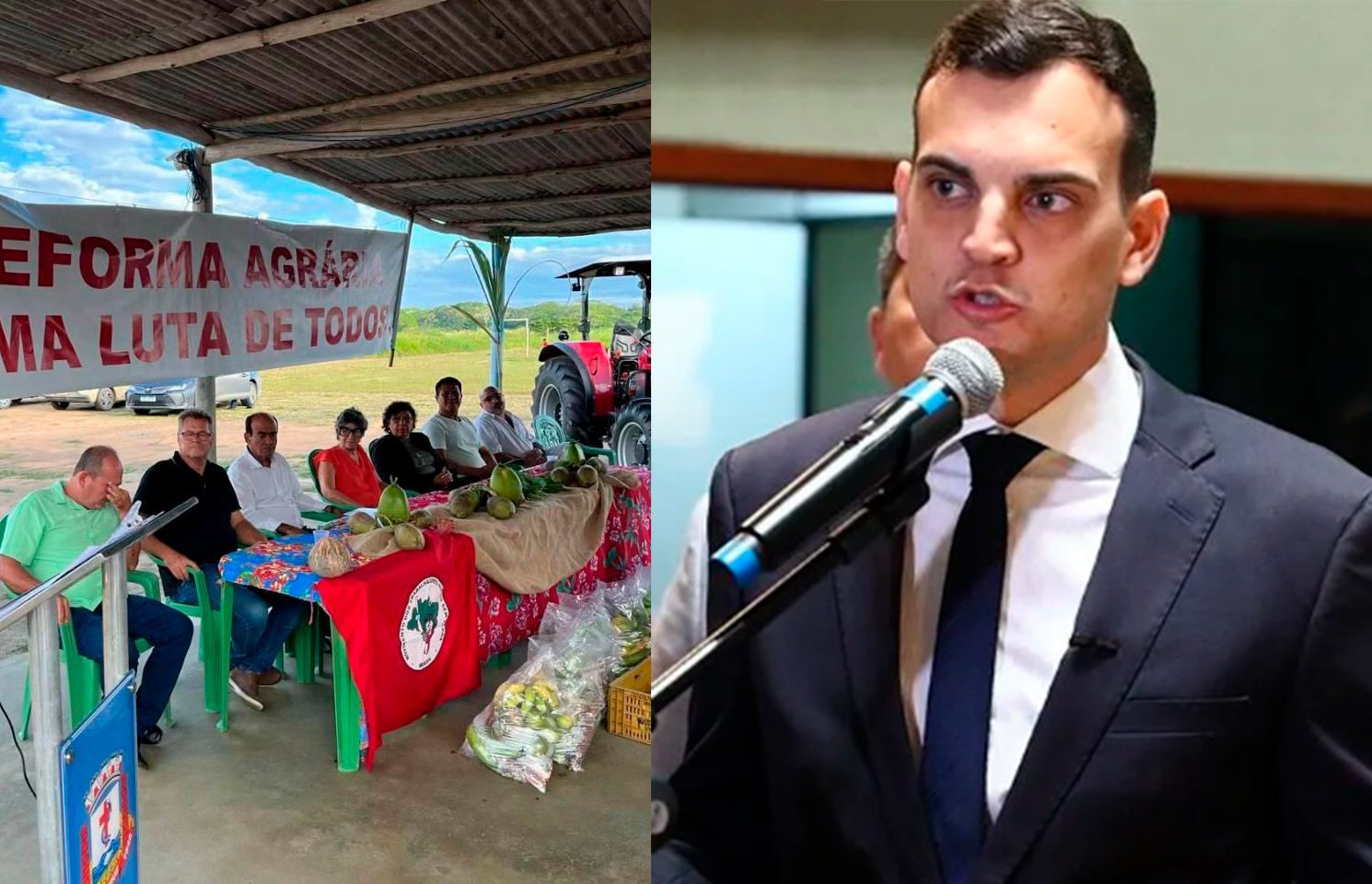 Deputado Alcantaro Filho Grava Vídeo Expressando Indignação na Ales Contra Apoio do Prefeito ao MST em Evento no Acampamento Índio Galdino