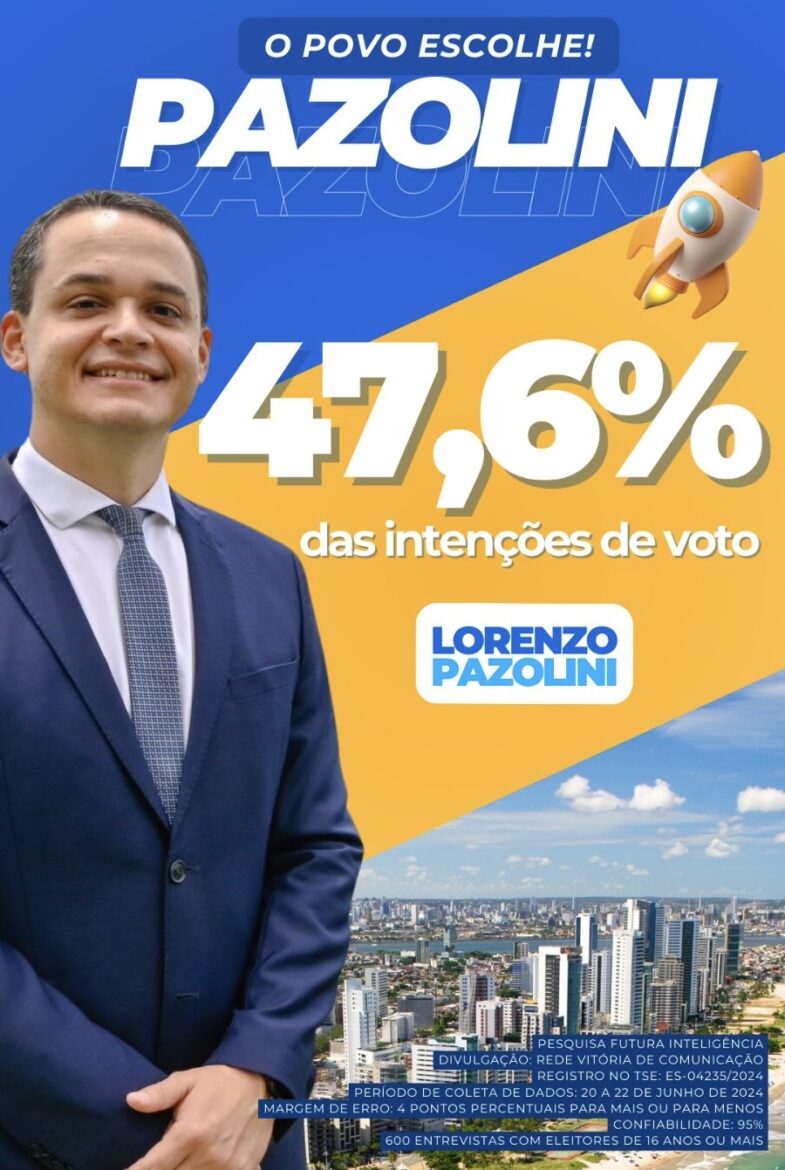 Nova pesquisa indica Vitória de Pazolini em 1º turno