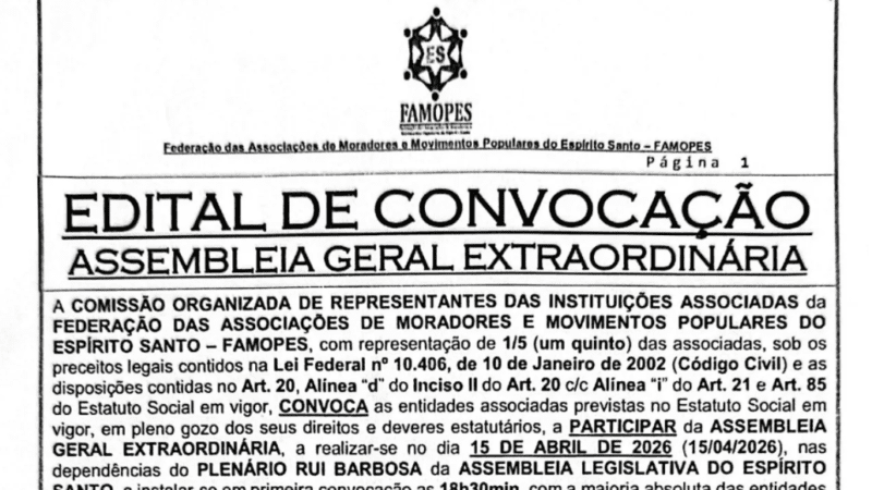 FAMOPES – Edital de Convocação – Assembleia Geral Extraordinária (15/04/2026)