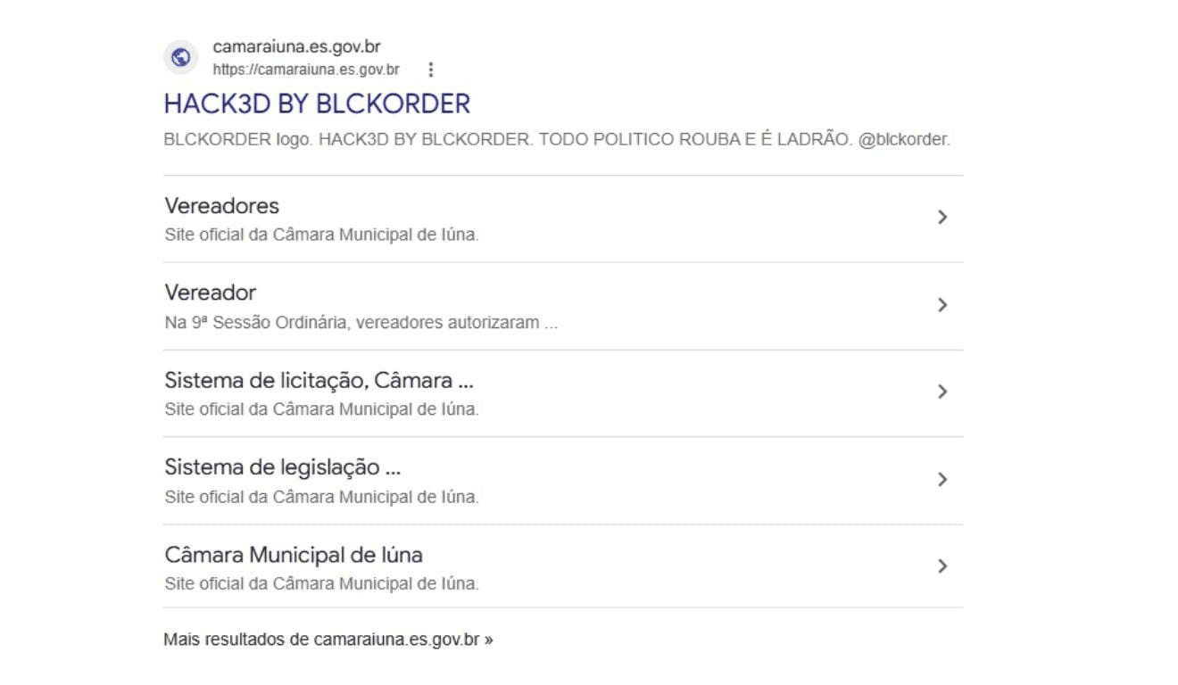 Ataque cibernético tira site da Câmara de Iúna do ar