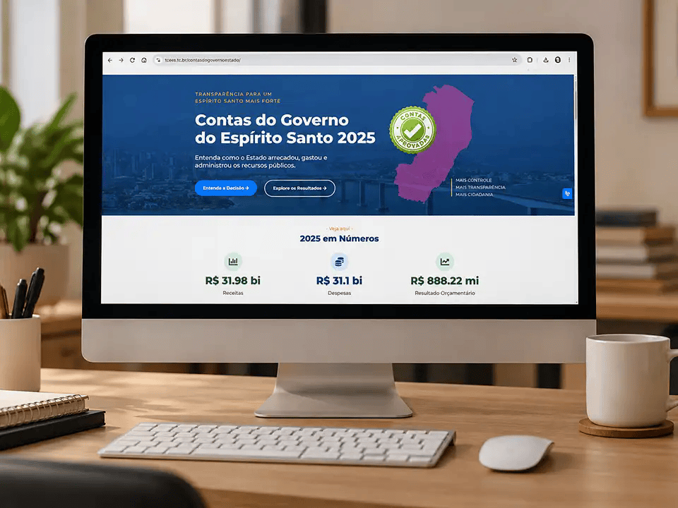 TCE-ES lança hotsite sobre contas de 2025 do governador